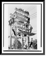 Young men working on telephone poles in Maine as vocational training under the National Youth Administration program, Historic Print