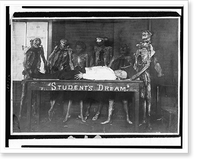 Man lying on table labeled student's dream" surrounded by figures of mummies", Historic Print