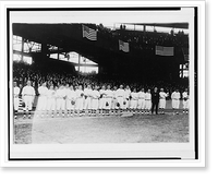 Historic Framed Print, Players assembled for the opening ball game, Griffith Stadium, Washington, D.C.,  17-7/8" x 21-7/8"