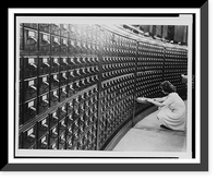 Woman at Main Reading Room card catalog in the Library of Congress, Historic Print