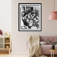 Historic Framed Print, [People working at desks in the Main Reading Room of the Library of Congress],  17-7/8" x 21-7/8"