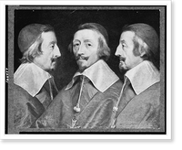 Cardinal Richelieu, three half-length portraits, facing right, facing front, and facing left, Historic Reproduction