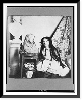 Historic Framed Print, [Vinnie Ream Hoxie, full-length portrait, kneeling by two bust statues, facing slightly left],  17-7/8" x 21-7/8"