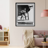 Historic Framed Print, [Edward Steichen, full-length portrait, holding camera, standing on aircaft carrier, WWII, facing right],  17-7/8" x 21-7/8"