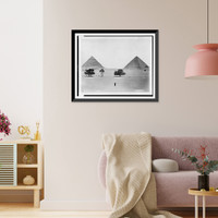 Historic Framed Print, Pyramides de Cheops et Ceffreu(?).E. Bechard.,  17-7/8" x 21-7/8"
