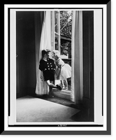 Fashionably-dressed boy and girl at window, Antique Wall Art