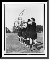 Fair co-ed archers practice on White Lot.photo by Underwood and Underwood, Vintage Wall Art