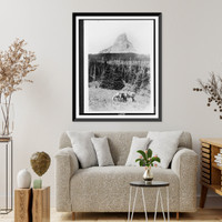 Glacier National Park, Mountain. Chief Mountain from north fork of the Kennedy Creek Mountain. Two horses in foreground and mountain in background, Historic Print