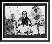 Three men in fur parkas holding guns on ship during Arctic expedition Classic, Antique Wall Art