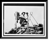 Historic Framed Print, [Signal station in the Rockies, showing telephone installation and signal man using heliograph],  17-7/8" x 21-7/8"