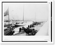 Historic Framed Print, [Crowd of people on docks looking at yachts].Bolles fecit, Brooklyn.,  17-7/8" x 21-7/8"