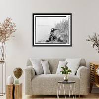 Historic Framed Print, [Mohave woman carrying water on her head and holding child],  17-7/8" x 21-7/8"