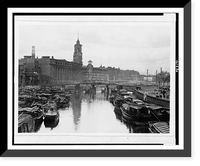 Historic Framed Print, [Canal with boats in foreground and buildings in background, Shanghai(?), China],  17-7/8" x 21-7/8"