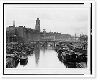 Historic Framed Print, [Canal with boats in foreground and buildings in background, Shanghai(?), China],  17-7/8" x 21-7/8"