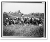 Chief Little Wound in council with other Indians, wearing feather headdresses, Antique Wall Art