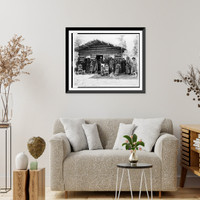 Historic Framed Print, Group Copper R. Siwashes at Davis' roadhouse.Miles Bros.,  17-7/8" x 21-7/8"