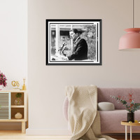 Historic Framed Print, [Ronald Reagan, half-length portrait, standing, facing left, making speech],  17-7/8" x 21-7/8"