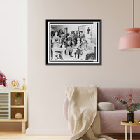 Historic Framed Print, Applicants for Red Cross food orders while away the time in singing, instead of standing in line. The scene is at Lonoke, Arkansas, and these drought-stricken farmers ...,  17-7/8" x 21-7/8"