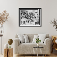 Historic Framed Print, Applicants for Red Cross food orders while away the time in singing, instead of standing in line. The scene is at Lonoke, Arkansas, and these drought-stricken farmers ...,  17-7/8" x 21-7/8"