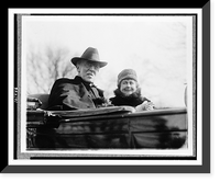 President Woodrow Wilson, half-length portrait, facing right, in automobile, with his second wife, Vintage Print