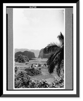 View of Vi&ntilde;ales Valley, a tropical landscape in a setting of weird shaped hills of imposing grandeur, Pinar del R&iacute;o, Cuba, Vintage Print
