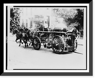 Historic Framed Print, [Three firemen on fire engine drawn by three horses, Washington, D.C.],  17-7/8" x 21-7/8"