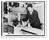 U.S. amusement parks offer speed and excitement to patrons. A boy buys a U.S. sandwich, Vintage Wall Art