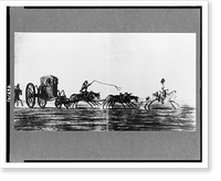 Stage coach led by man on horseback, probably in Uruguay, Vintage Print