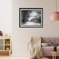 Historic Framed Print, [Street view with streetcar in background, Lebanon, Indiana],  17-7/8" x 21-7/8"