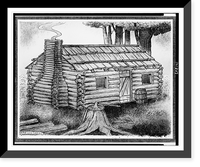 Historic Framed Print, The Log cabin,  17-7/8" x 21-7/8"
