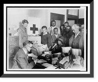 Red Cross food orders and free seed for quarter acre garden plots are given white and colored farmers by the Red Cross chapter at Cleveland, Mississippi Classic, Antique Print