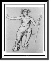 Sketch showing female nude, seated, full length, facing left for mural titled The Government, located at entrance to the main reading room of the Jefferson Building, Library of Congress Vintage W