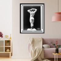 Historic Framed Print, [Eugen Sandow, full-length nude portrait, standing, rear view, hands on head].Steckel, Los Angeles, Cal.,  17-7/8" x 21-7/8"