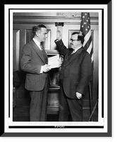 Historic Framed Print, [John A. Kingsbury being sworn in as member of Advisory Health Council by Hon. Shirley Wynne, M.D., Commissioner of Health, New York City,  17-7/8" x 21-7/8"