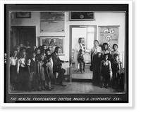 Historic Framed Print, The Health cooperative doctor makes a systematic examination of the school children,  17-7/8" x 21-7/8"