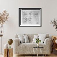 Historic Framed Print, [Ishpiming, William S. Corby house (Chevy Chase, Maryland). Garage. Elevations, plans, and section].Arthur B. Heaton, architect.,  17-7/8" x 21-7/8"