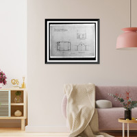 Historic Framed Print, [Ishpiming, William S. Corby house (Chevy Chase, Maryland). Garage. Elevations and plan].Arthur B. Heaton, architect.,  17-7/8" x 21-7/8"