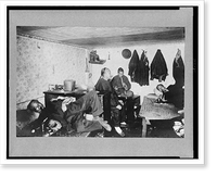 Interior of Chinese lodging house (opium den?), San Francisco, California, Vintage Print