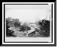 Historic Framed Print, [View of City Point, Virginia, with covered wagons moving toward pier and harbor in background],  17-7/8" x 21-7/8"