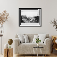 Historic Framed Print, [View of City Point, Virginia, with covered wagons moving toward pier and harbor in background],  17-7/8" x 21-7/8"
