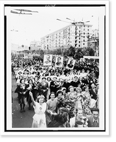 Historic Framed Print, [Working people of Kiev at a demonstration to honor the tercentenary of the reunion of the Ukraine with Russia],  17-7/8" x 21-7/8"