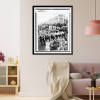 Historic Framed Print, [Working people of Kiev at a demonstration to honor the tercentenary of the reunion of the Ukraine with Russia],  17-7/8" x 21-7/8"