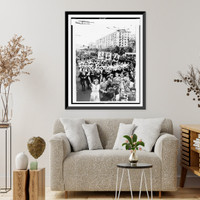 Historic Framed Print, [Working people of Kiev at a demonstration to honor the tercentenary of the reunion of the Ukraine with Russia],  17-7/8" x 21-7/8"