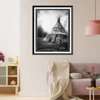 Edna Kash-kash, Yakima or Umatilla Indian, from Oregon, full-length portrait, seated in front of tepee, facing front Classic, Antique Wall Art