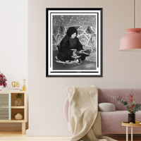 Historic Framed Print, [Aged peasant woman seated, China],  17-7/8" x 21-7/8"