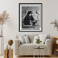 Historic Framed Print, [Aged peasant woman seated, China],  17-7/8" x 21-7/8"