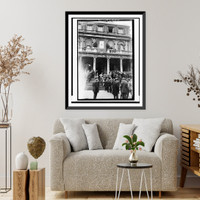 Soldiers carrying casket of former New York City mayor John Purroy Mitchel up steps, Vintage Print
