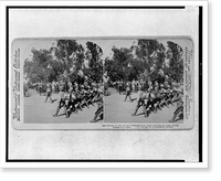 Lord Roberts (to left) and Lord Kitchener (white horse) reviewing the troops entering Kroonstadt sic, S. Africa, Historic Print
