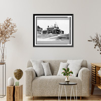 Historic Framed Print, [Exterior of public library, Somerville, Massachusetts],  17-7/8" x 21-7/8"