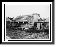 Historic Framed Print, [Log cabins or barabara, Kodiak, Alaska].Curtis.,  17-7/8" x 21-7/8"
